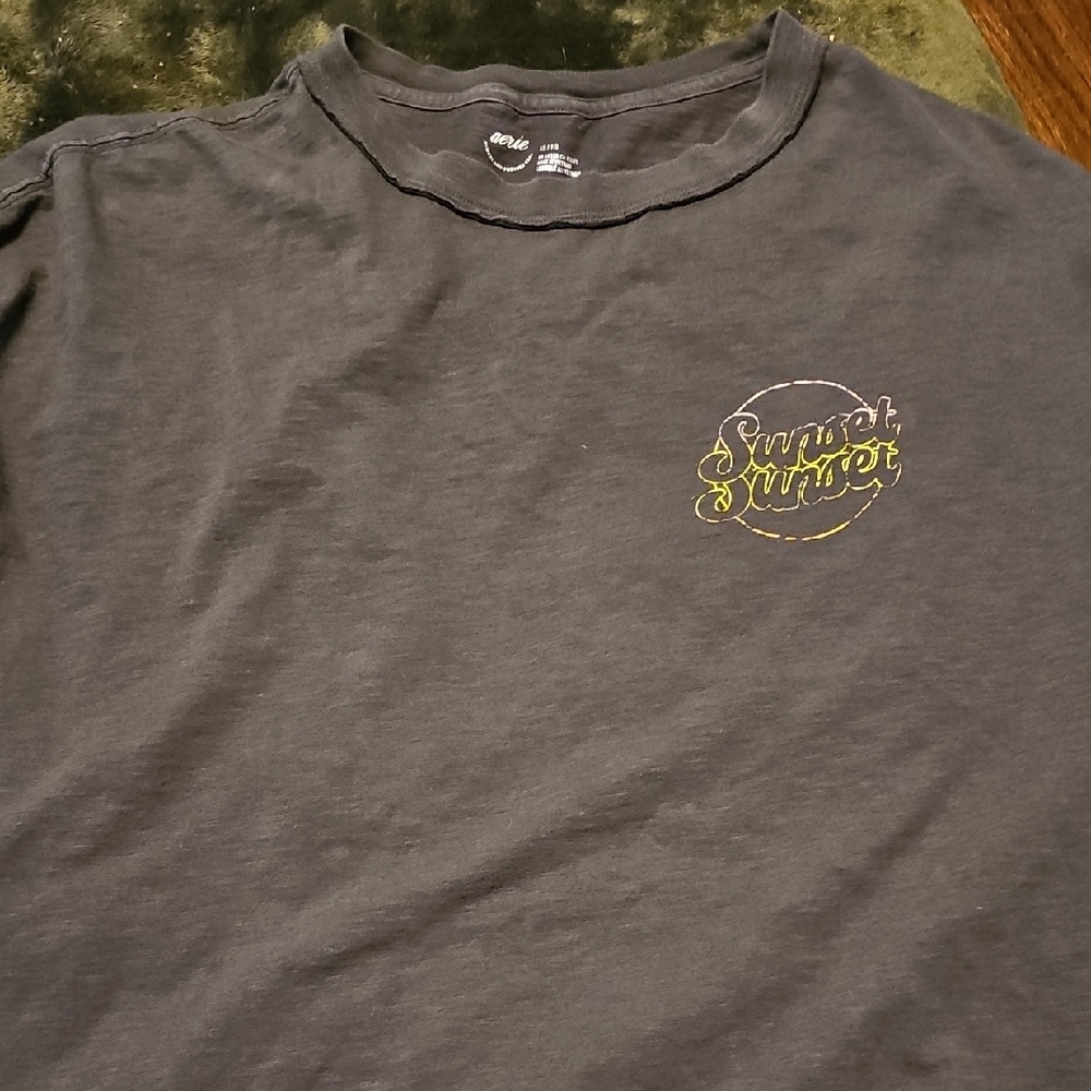 Aerie Dark Gray Tee with Sunset Logo